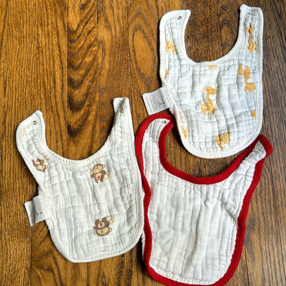 Super adorable printed muslin bibs by Aden + Anais